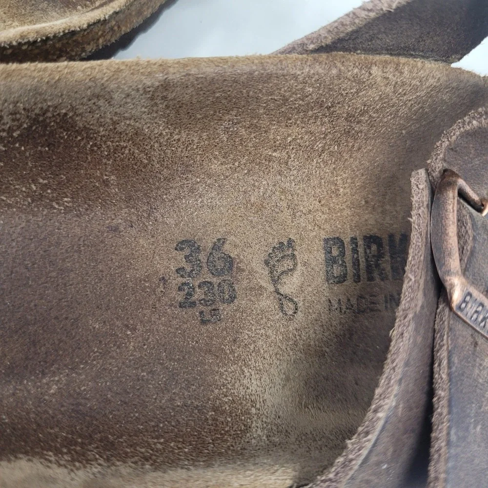 Birkenstock Mayari Sandals EU36 US5.5 Brown Oiled Leather Strappy Flat Comfort
